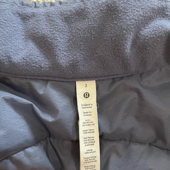 Lululemon “down for it all” vest. Size 2. Running. Every day. Warm - Picture 7 of 10